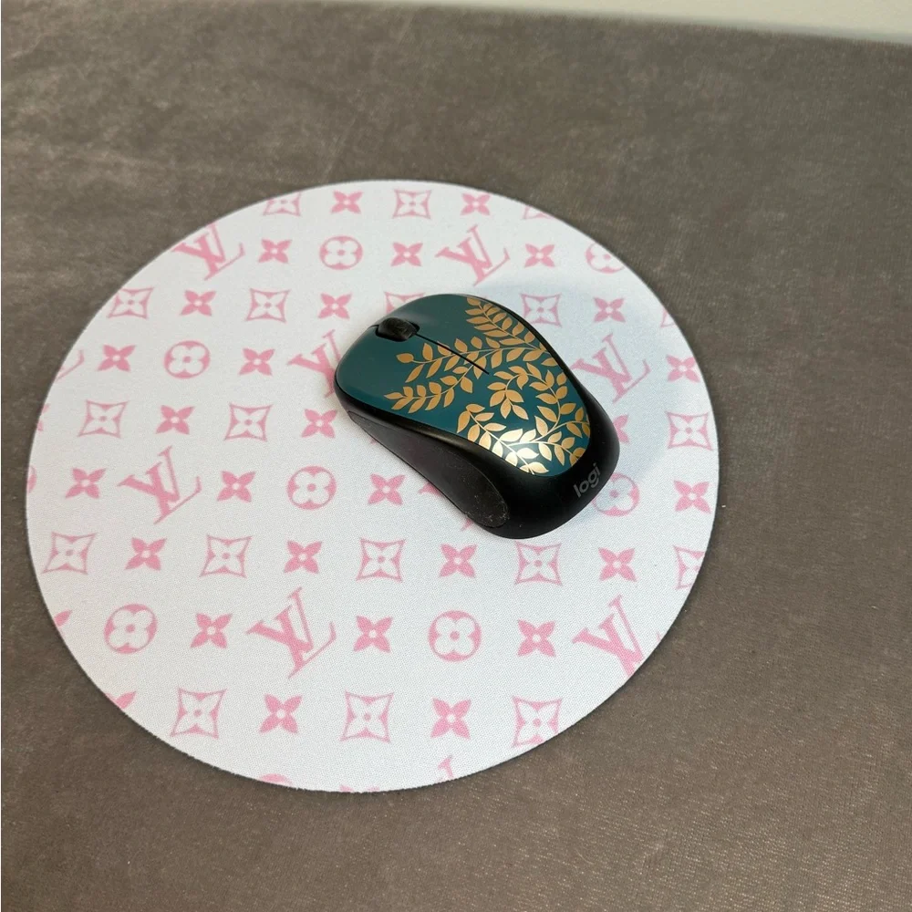 Monogram, white and pink mouse pad Home work NEW
